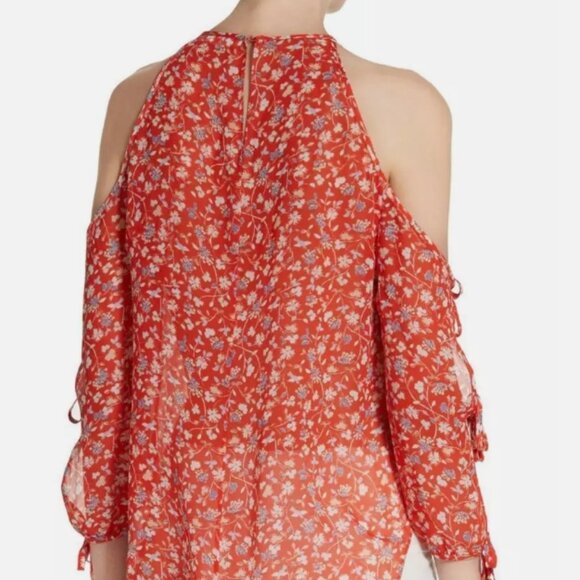 NWOT Veronica Beard Flynn Floral Silk Cold Shoulder Halter Neck Blouse XS $344 - Picture 9 of 13
